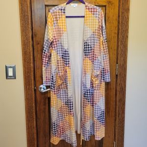 Lularoe Houndstooth Print Sarah Duster EUC Large